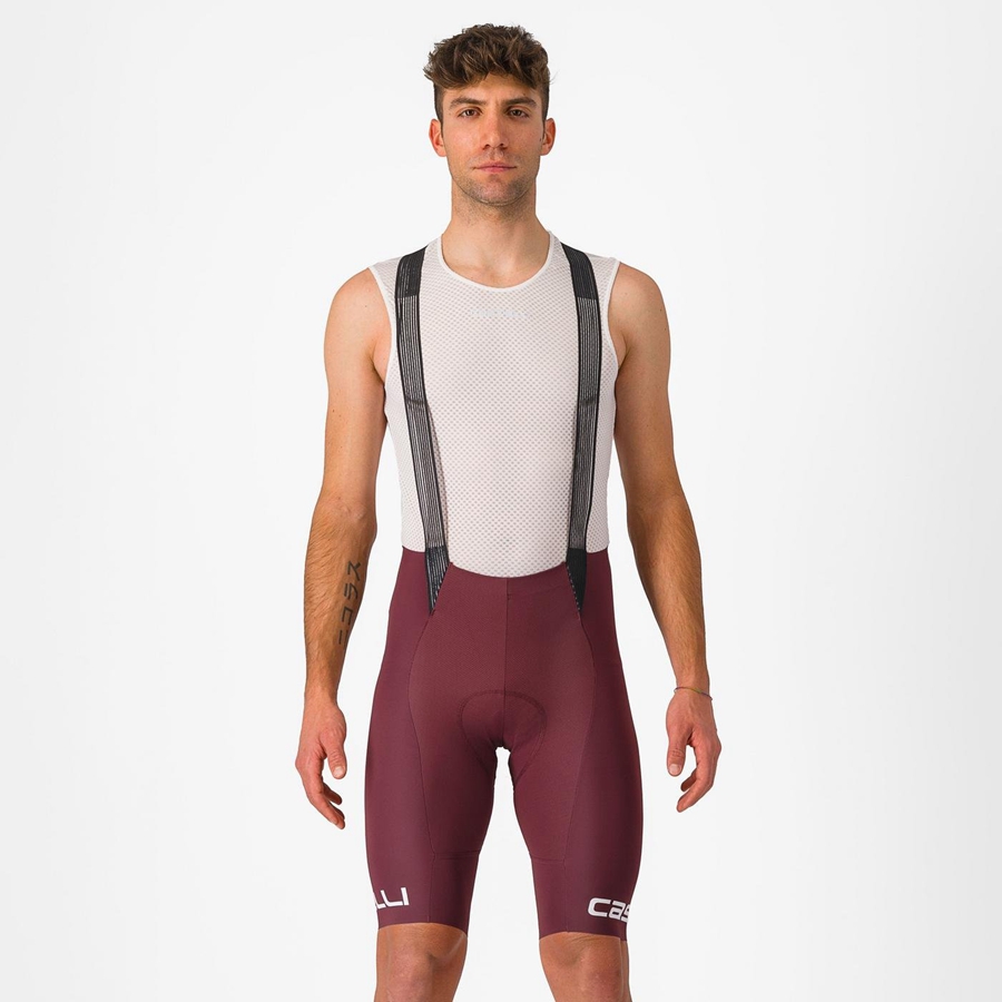 Castelli FREE AERO RC CLASSIC Shorts Mit Latz Herren Tiefesbordeaux Weiß | 50937-LCBY