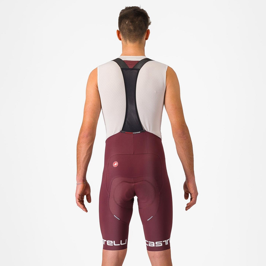 Castelli FREE AERO RC CLASSIC Shorts Mit Latz Herren Tiefesbordeaux Weiß | 50937-LCBY