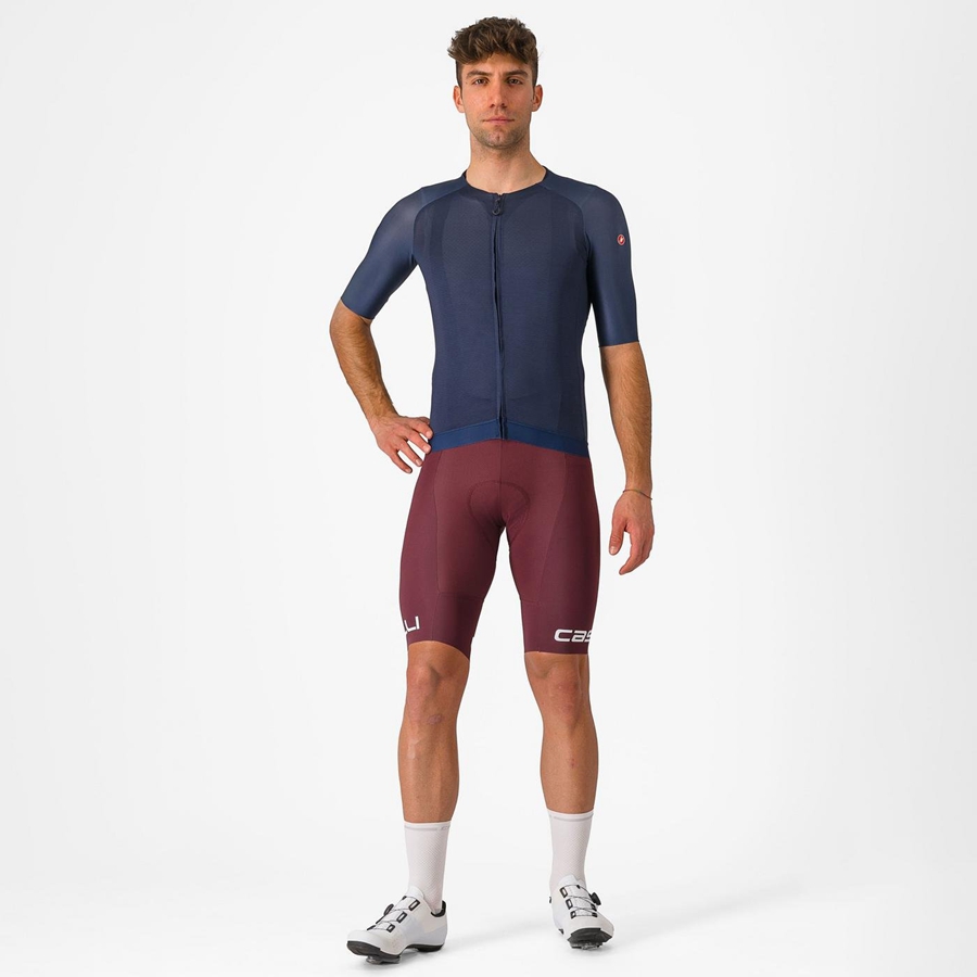 Castelli FREE AERO RC CLASSIC Shorts Mit Latz Herren Tiefesbordeaux Weiß | 50937-LCBY