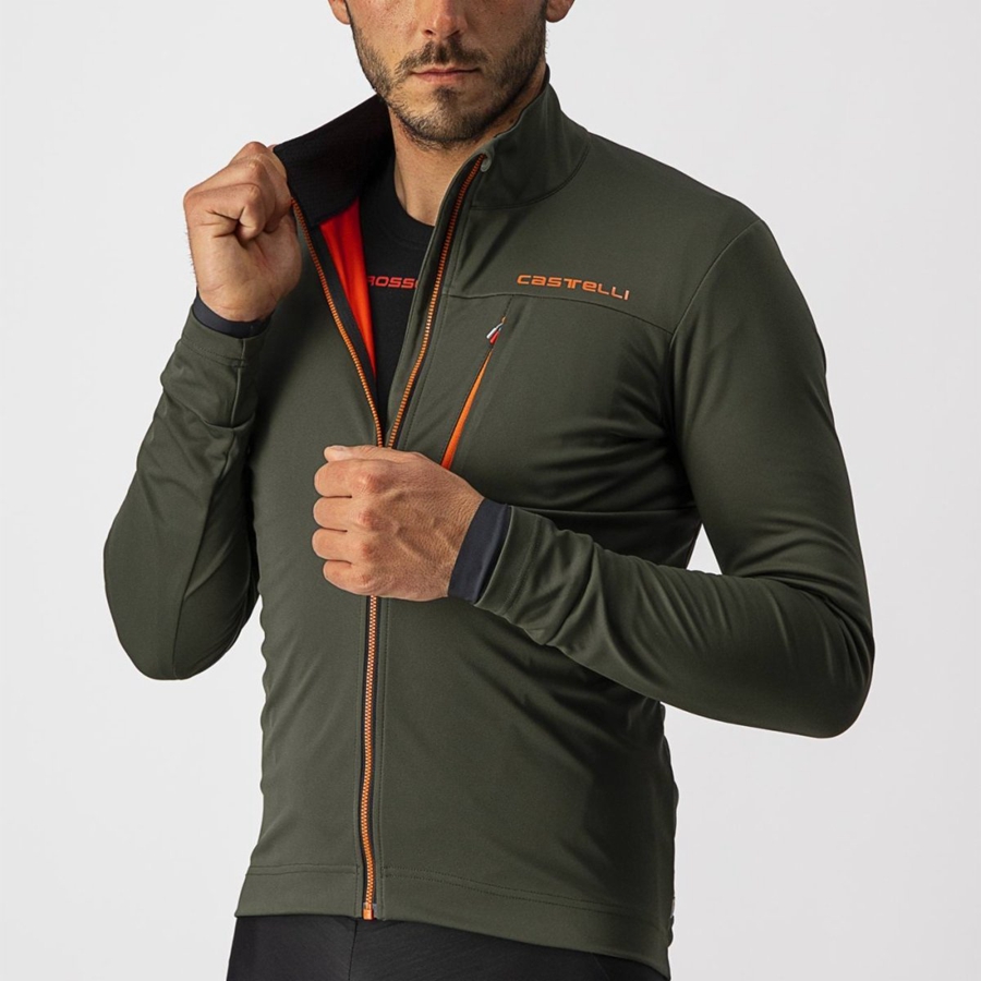 Castelli GO Jacken Herren Grün Rot | 70493-PVJT