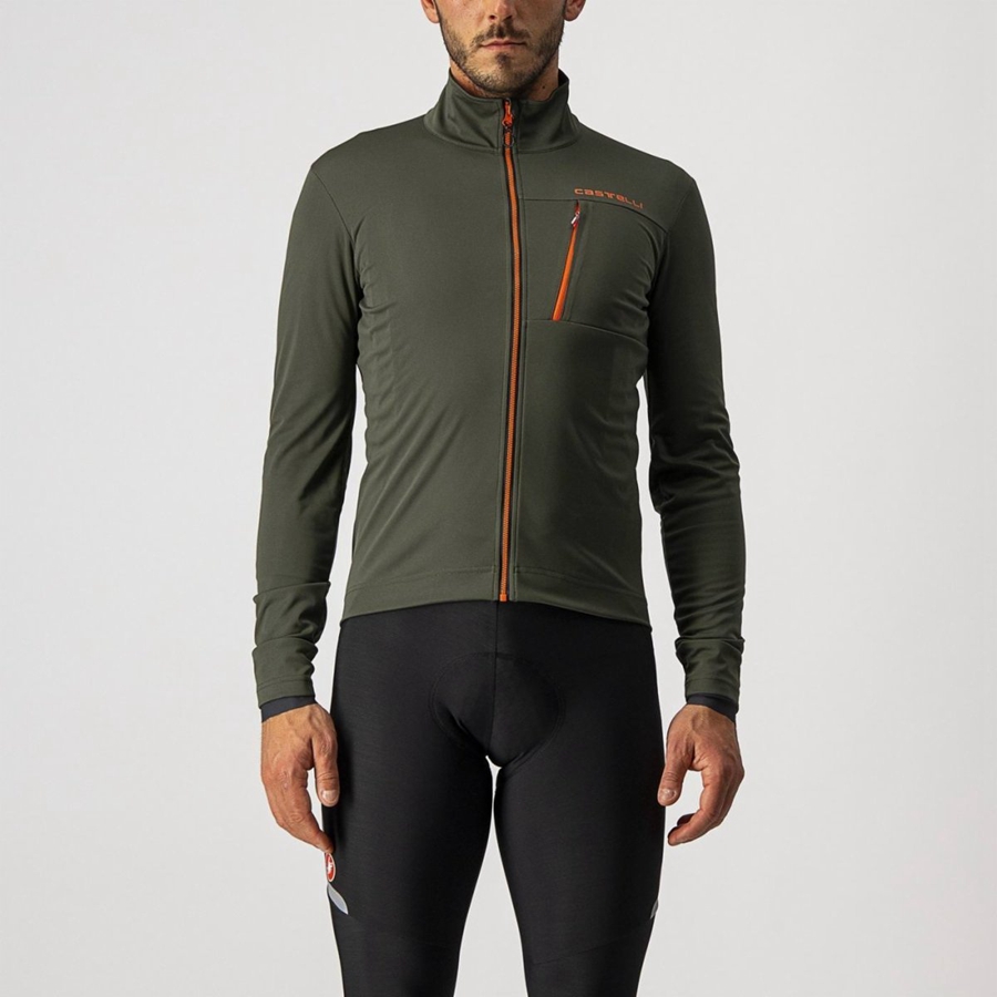 Castelli GO Jacken Herren Grün Rot | 70493-PVJT