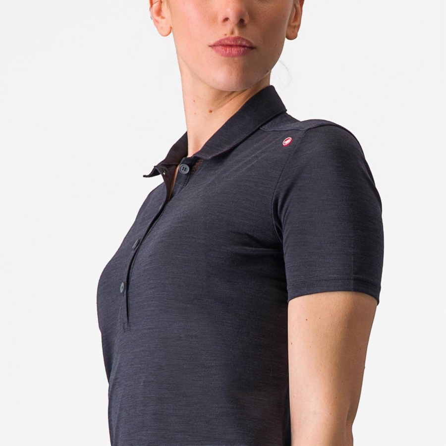 Castelli MERINO W POLO Casual Damen Schwarz | 56749-AGDQ