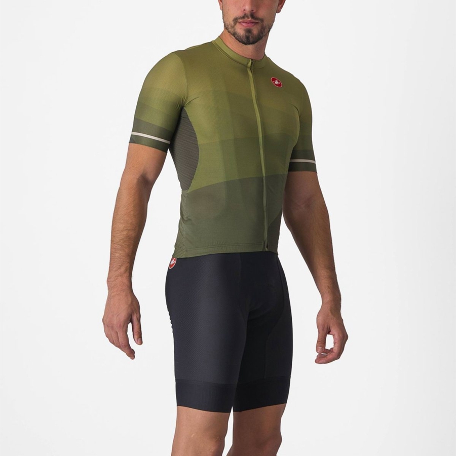 Castelli ORIZZONTE Trikot Herren Tiefesgrün Olivgrün Silber | 78105-PKWR