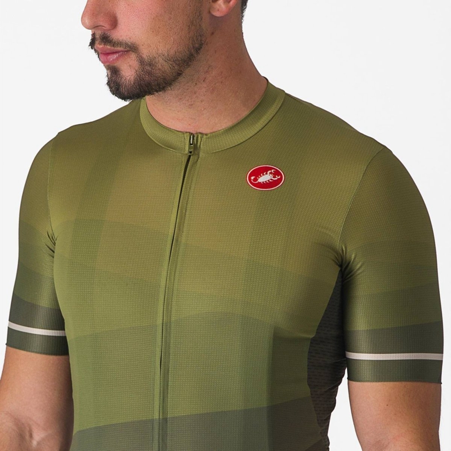 Castelli ORIZZONTE Trikot Herren Tiefesgrün Olivgrün Silber | 78105-PKWR