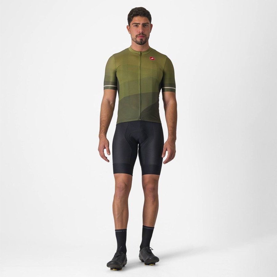 Castelli ORIZZONTE Trikot Herren Tiefesgrün Olivgrün Silber | 78105-PKWR