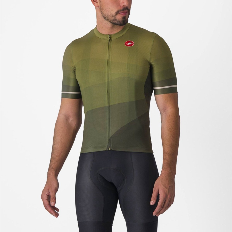 Castelli ORIZZONTE Trikot Herren Tiefesgrün Olivgrün Silber | 78105-PKWR