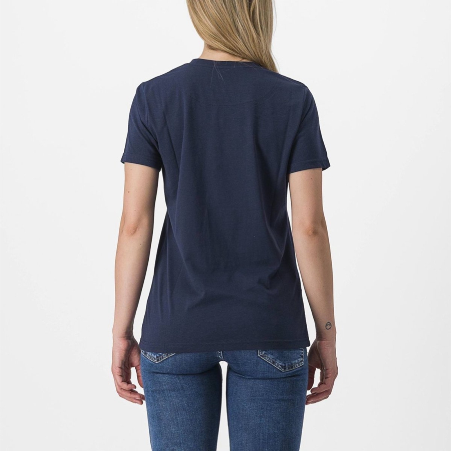 Castelli PEDALARE TEE Casual Damen Blau | 27403-DOYH