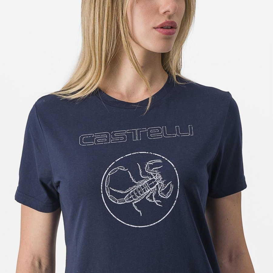 Castelli PEDALARE TEE Casual Damen Blau | 27403-DOYH