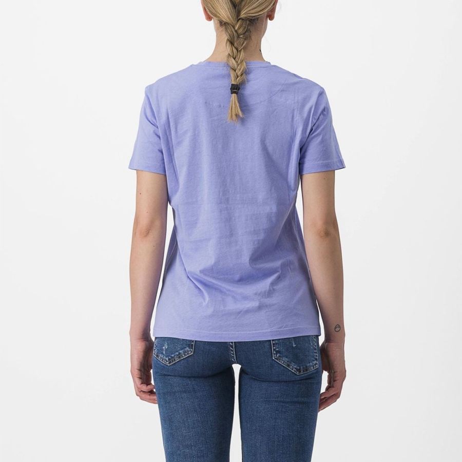 Castelli PEDALARE TEE Casual Damen Lila Weiß | 12803-ZVCA