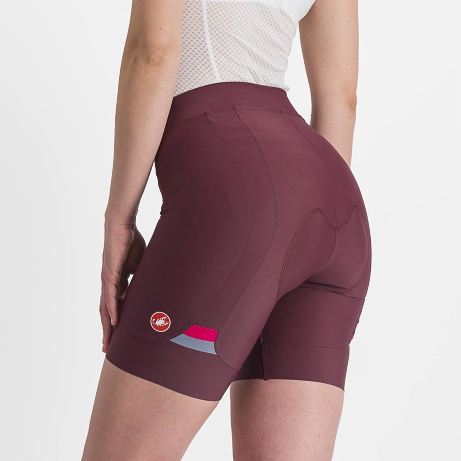 Castelli PRIMA Kurze Hose Damen Tiefesbordeaux Rot | 85324-KSCA