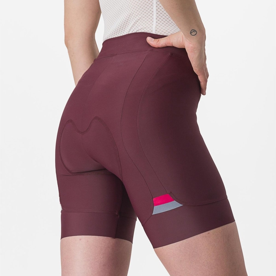 Castelli PRIMA Kurze Hose Damen Tiefesbordeaux Rot | 85324-KSCA