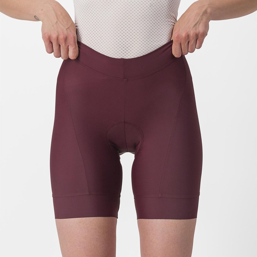 Castelli PRIMA Kurze Hose Damen Tiefesbordeaux Rot | 85324-KSCA