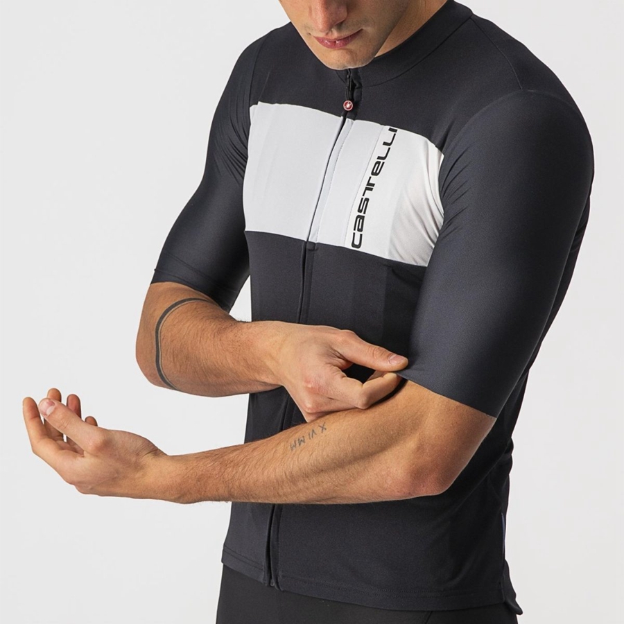 Castelli PROLOGO 7 Trikot Herren Schwarz Silber Grau Weiß | 80951-YEXL