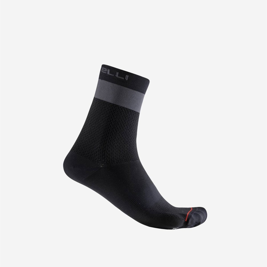 Castelli PROLOGO LITE 15 Socken Herren Schwarz Dunkelgrau | 59674-TIBL