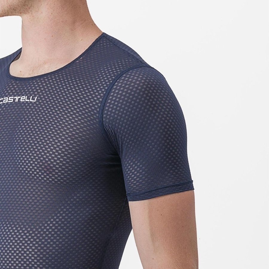 Castelli PRO MESH 2.0 SHORT SLEEVE Grundschicht Herren Blau | 80625-FDQU