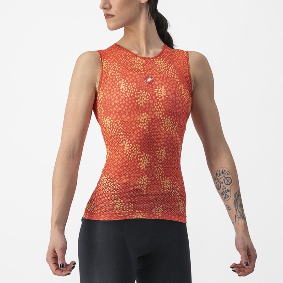 Castelli PRO MESH 4 W SLEEVELESS Grundschicht Damen Orange | 43269-XLCG