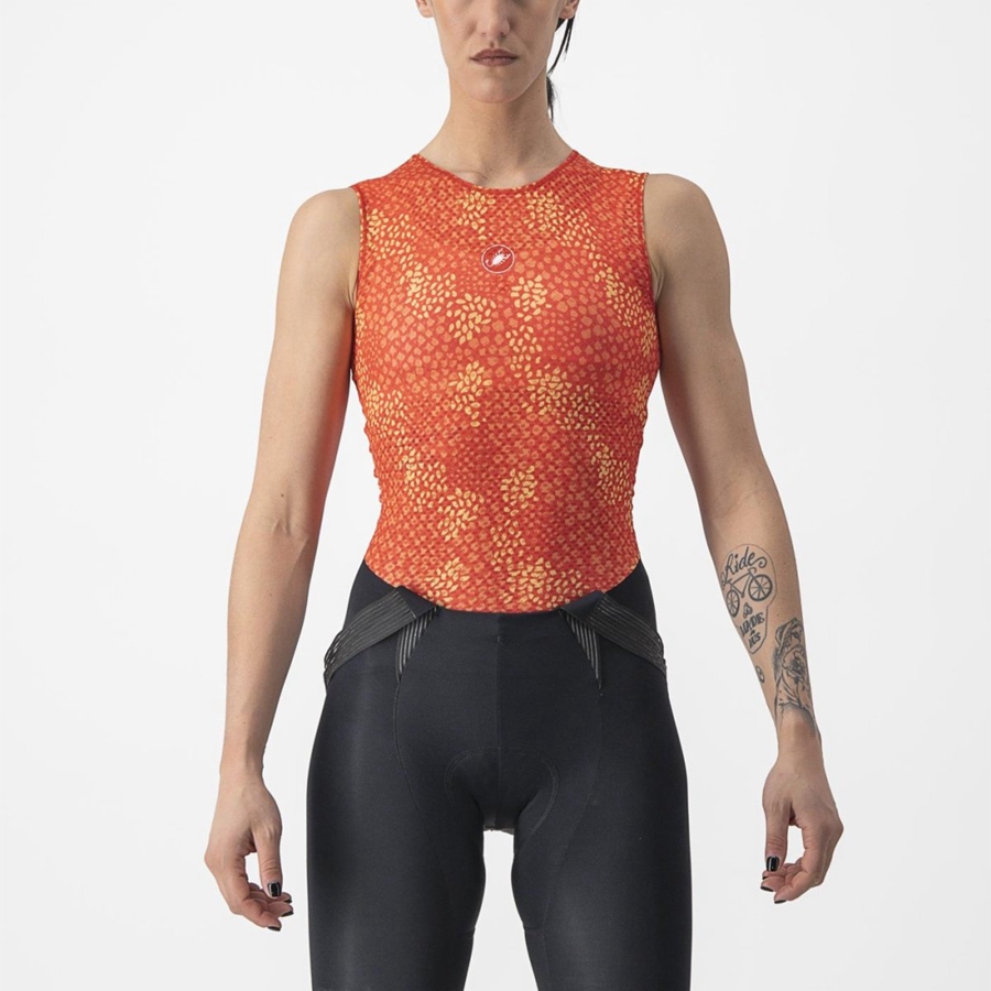 Castelli PRO MESH 4 W SLEEVELESS Grundschicht Damen Orange | 43269-XLCG