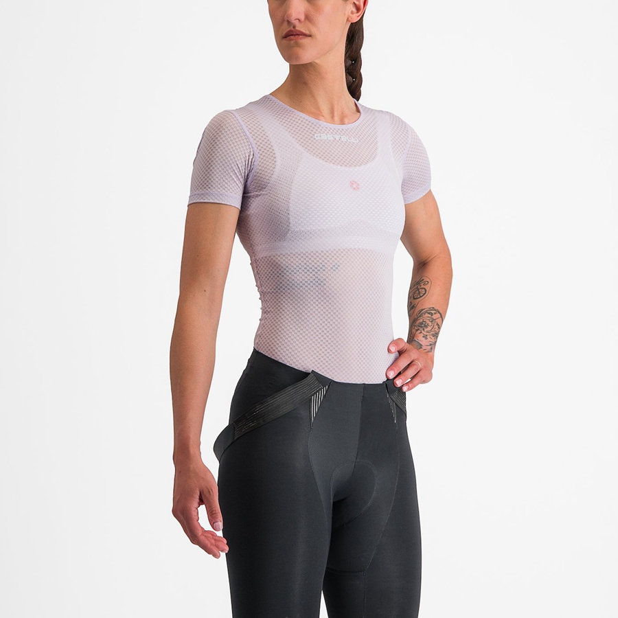 Castelli PRO MESH W SHORT SLEEVE Grundschicht Damen Lila Weiß | 60875-QEHT