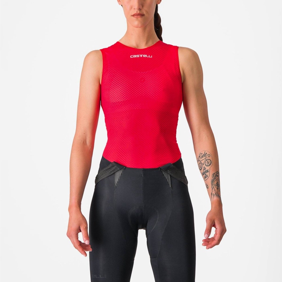 Castelli PRO MESH W SLEEVELESS Grundschicht Damen Rot | 85729-OURP