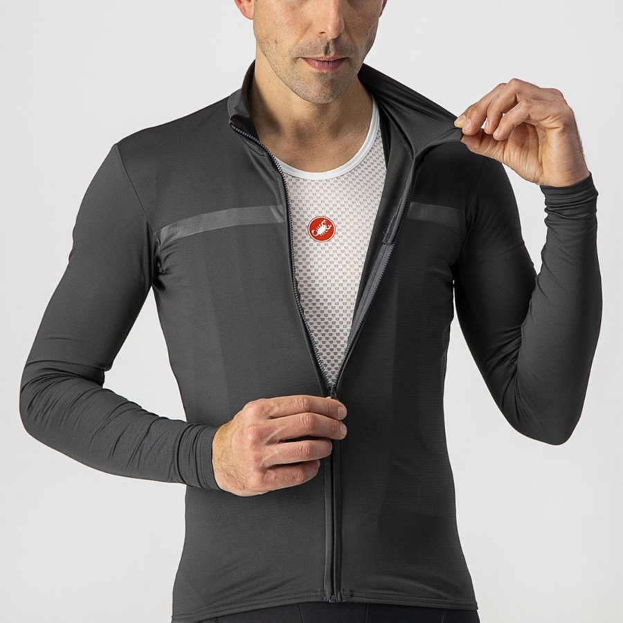 Castelli PRO THERMAL MID LS Trikot Herren Dunkelgrau | 82364-JHVZ