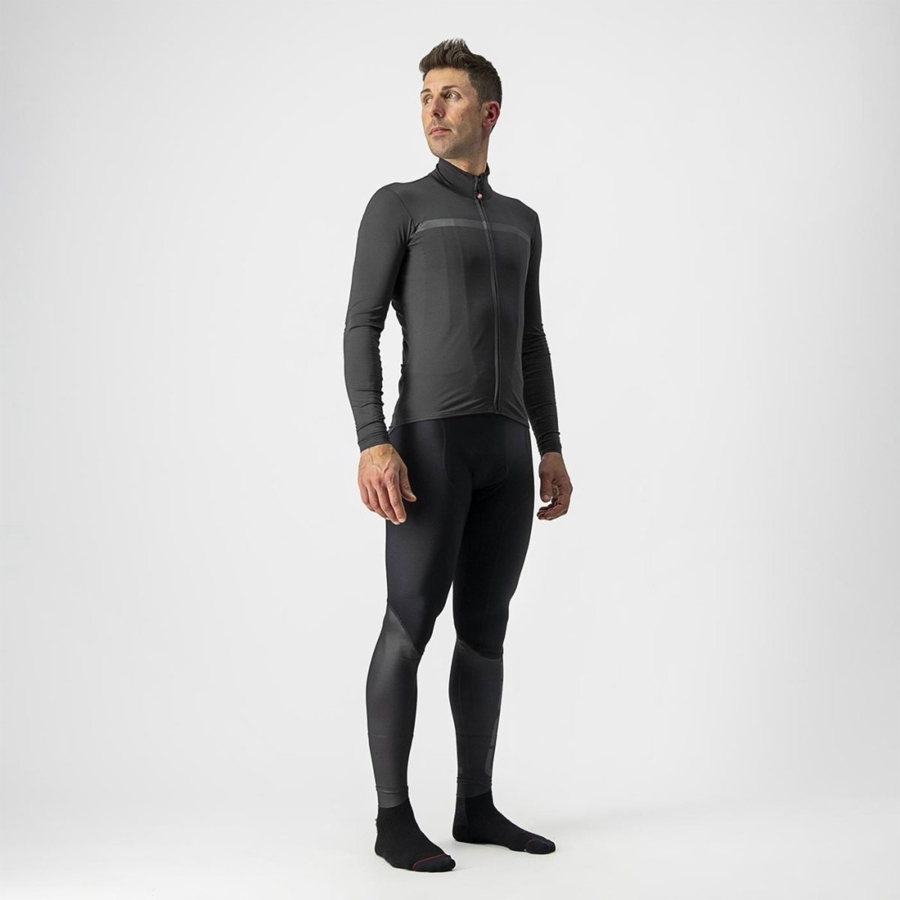 Castelli PRO THERMAL MID LS Trikot Herren Dunkelgrau | 82364-JHVZ