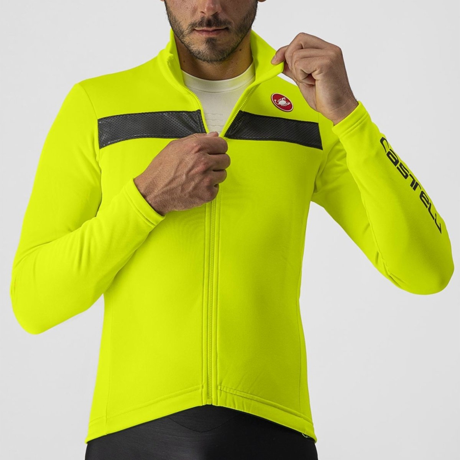 Castelli PURO 3 FZ Trikot Herren Hellgrün Silber | 60241-XZLV