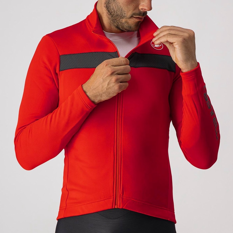 Castelli PURO 3 FZ Trikot Herren Rot Schwarz | 87920-LRZH