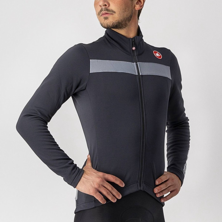 Castelli PURO 3 FZ Trikot Herren Schwarz Silber | 39162-QOPN