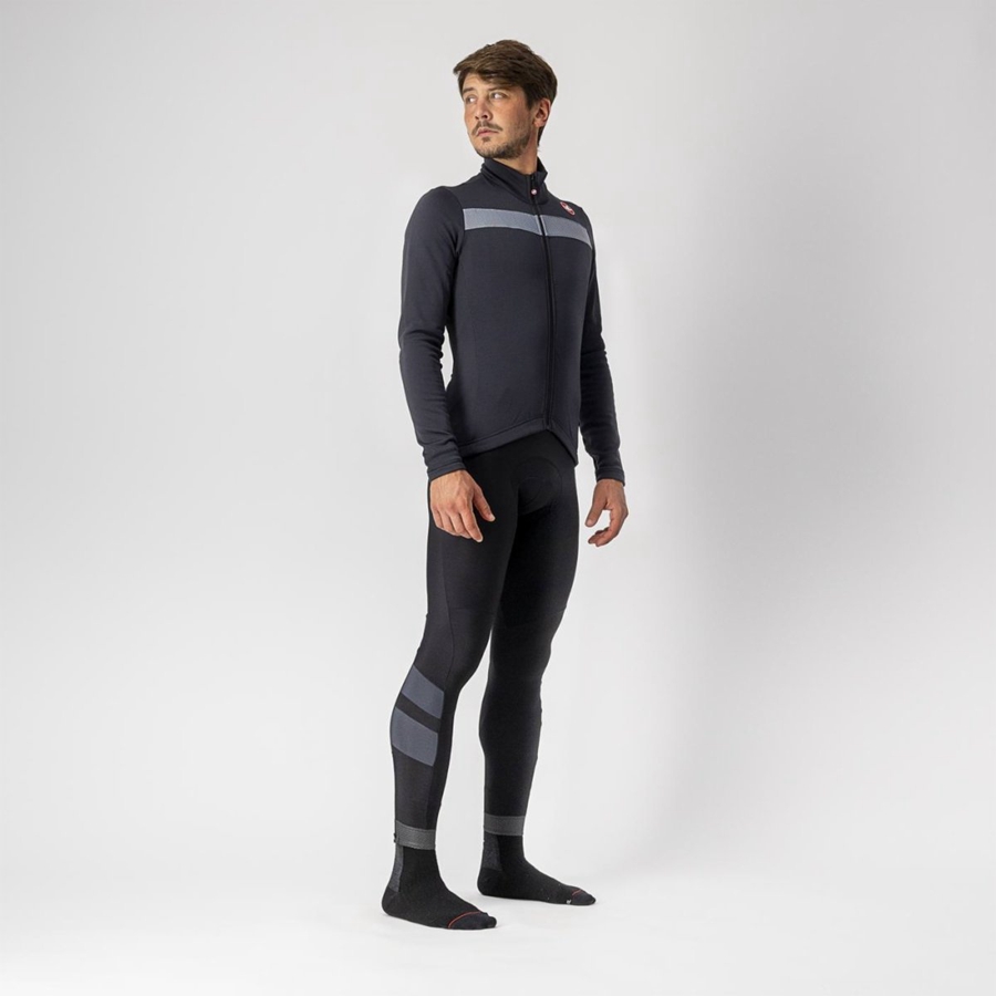 Castelli PURO 3 FZ Trikot Herren Schwarz Silber | 39162-QOPN