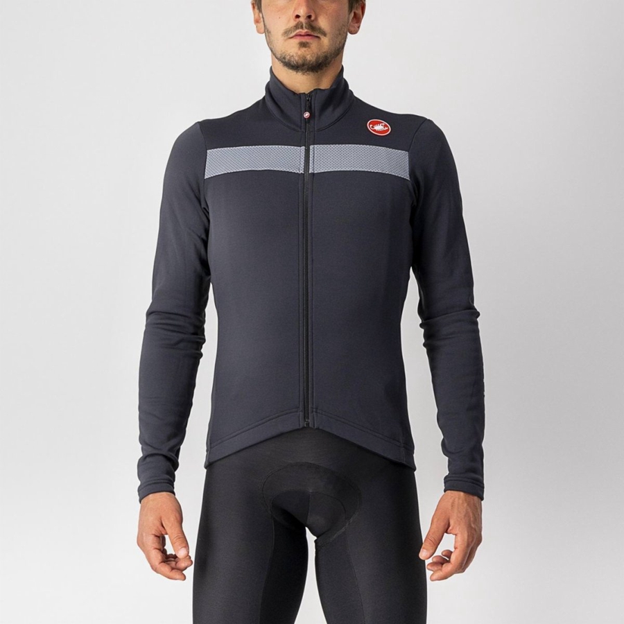 Castelli PURO 3 FZ Trikot Herren Schwarz Silber | 39162-QOPN