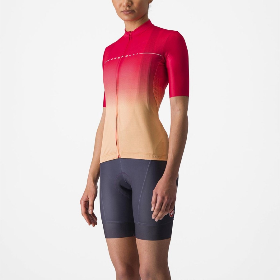 Castelli SALITA Trikot Damen Orange Weiß | 61987-BZKY