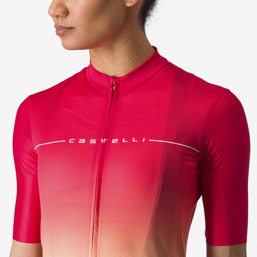 Castelli SALITA Trikot Damen Orange Weiß | 61987-BZKY