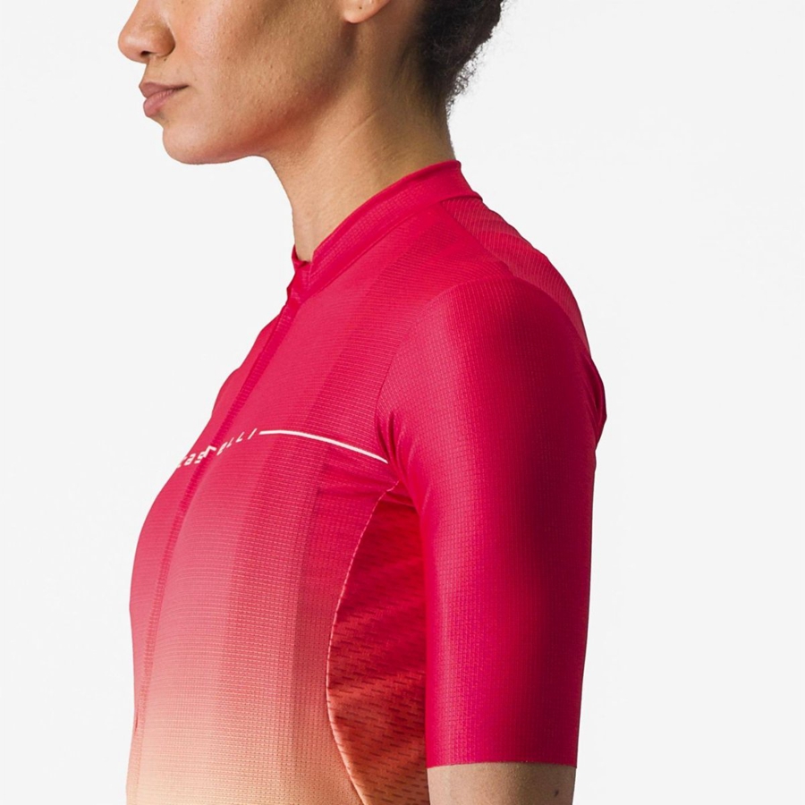 Castelli SALITA Trikot Damen Orange Weiß | 61987-BZKY