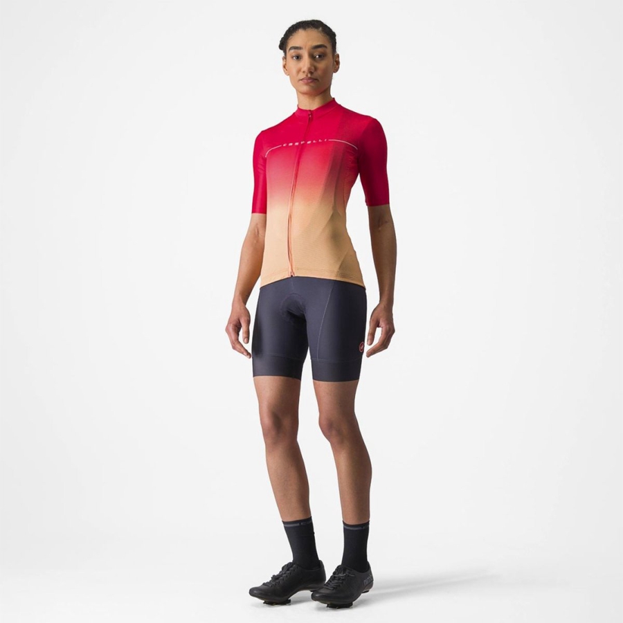 Castelli SALITA Trikot Damen Orange Weiß | 61987-BZKY