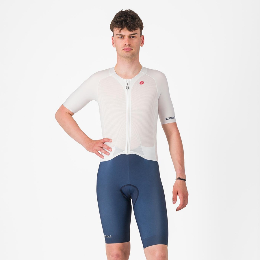 Castelli SANREMO BTW X2 Speedsuit Herren Weiß Blau | 15892-ZMYR