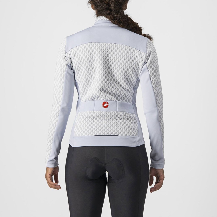 Castelli SFIDA 2 FZ Trikot Damen Silber Grau Weiß | 48560-CPUW