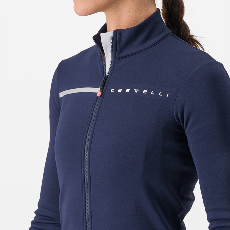 Castelli SINERGIA 2 FZ Trikot Damen Blau Silber | 71689-BNVW