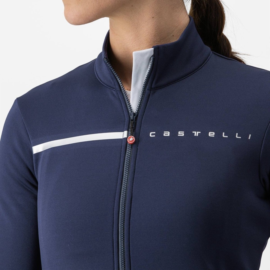 Castelli SINERGIA 2 FZ Trikot Damen Blau Silber | 71689-BNVW