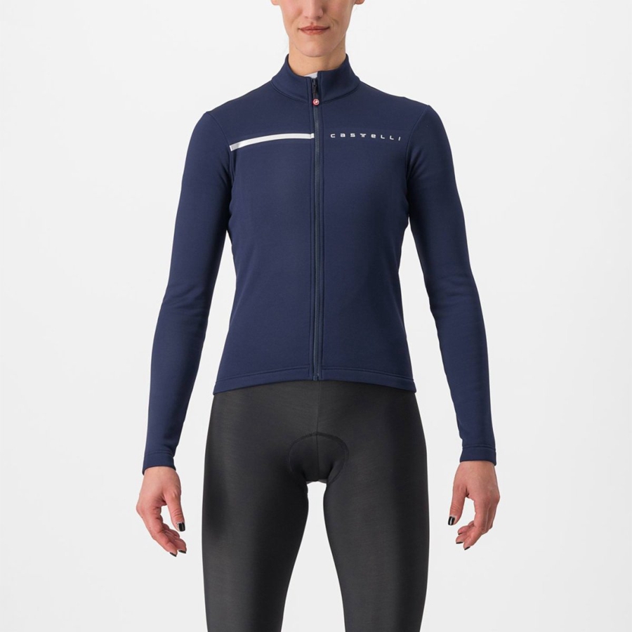 Castelli SINERGIA 2 FZ Trikot Damen Blau Silber | 71689-BNVW