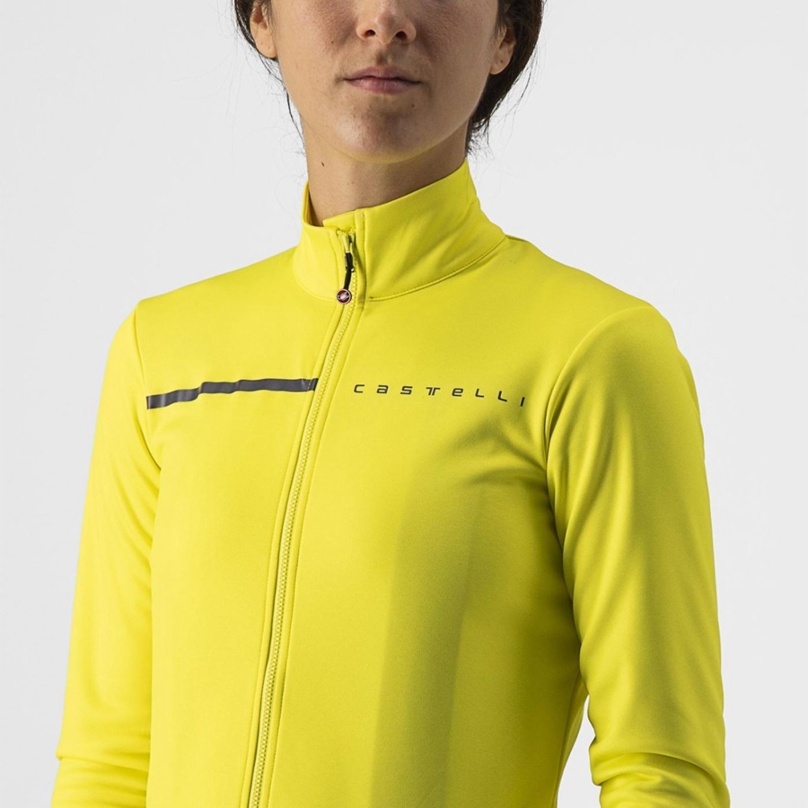 Castelli SINERGIA 2 FZ Trikot Damen Gelb Dunkelgrau | 98703-KDCH