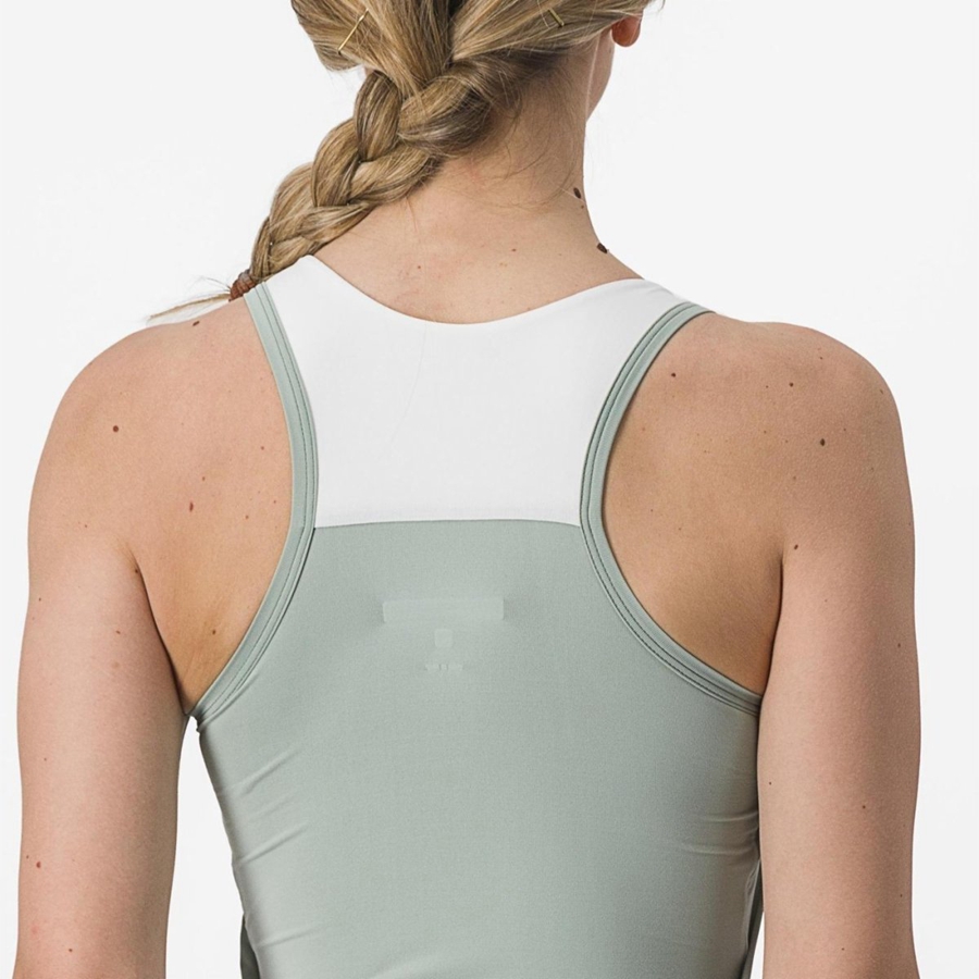 Castelli SOLARIS TOP Trikot Damen Grün Weiß | 98032-SBQT