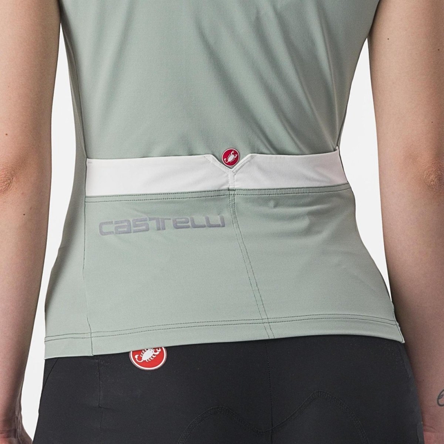 Castelli SOLARIS TOP Trikot Damen Grün Weiß | 98032-SBQT