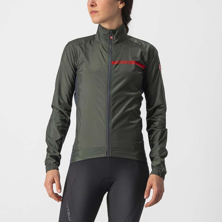 Castelli SQUADRA STRETCH W Schutz Damen Grün Dunkelgrau | 97318-EBVQ