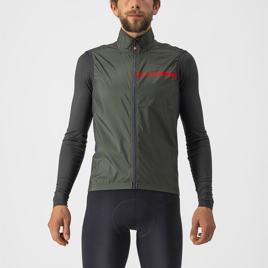 Castelli SQUADRA STRETCH Weste Herren Grün Dunkelgrau | 32759-SZEW