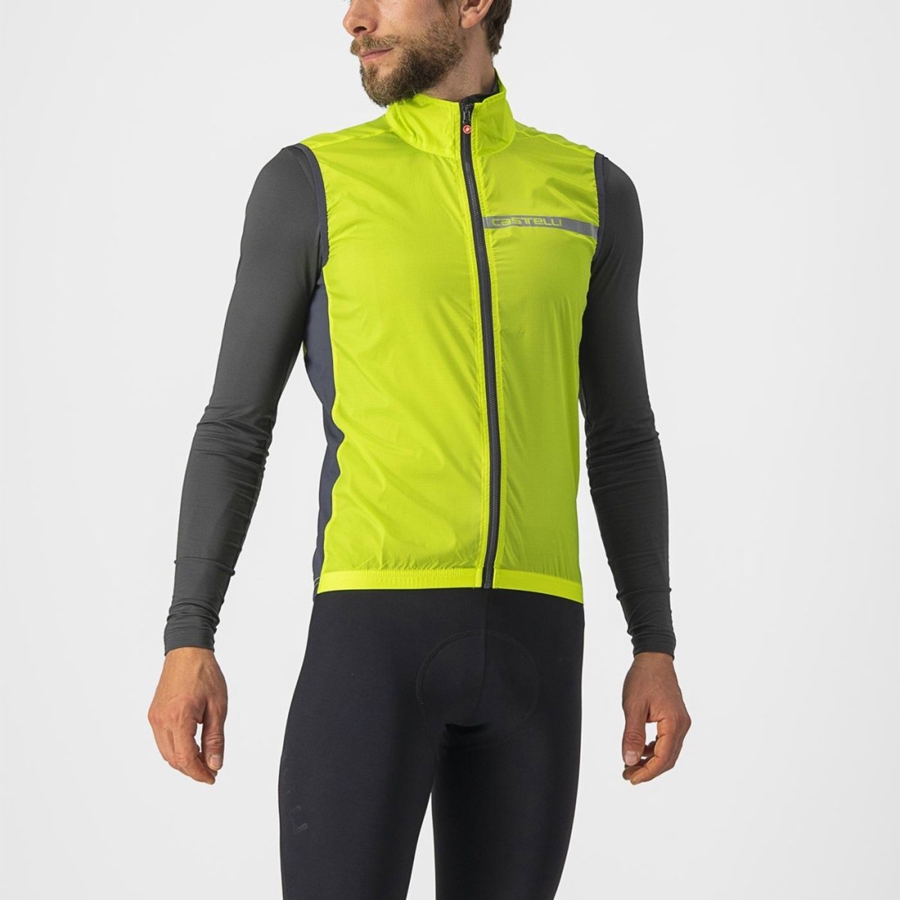 Castelli SQUADRA STRETCH Weste Herren Hellgrün Dunkelgrau | 67185-JZMW