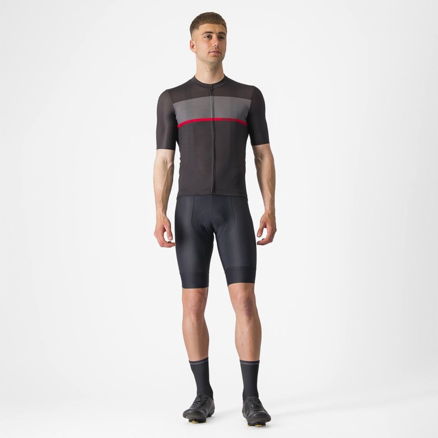 Castelli TRADIZIONE Trikot Herren Schwarz Dunkelgrau Rot | 31046-URIX