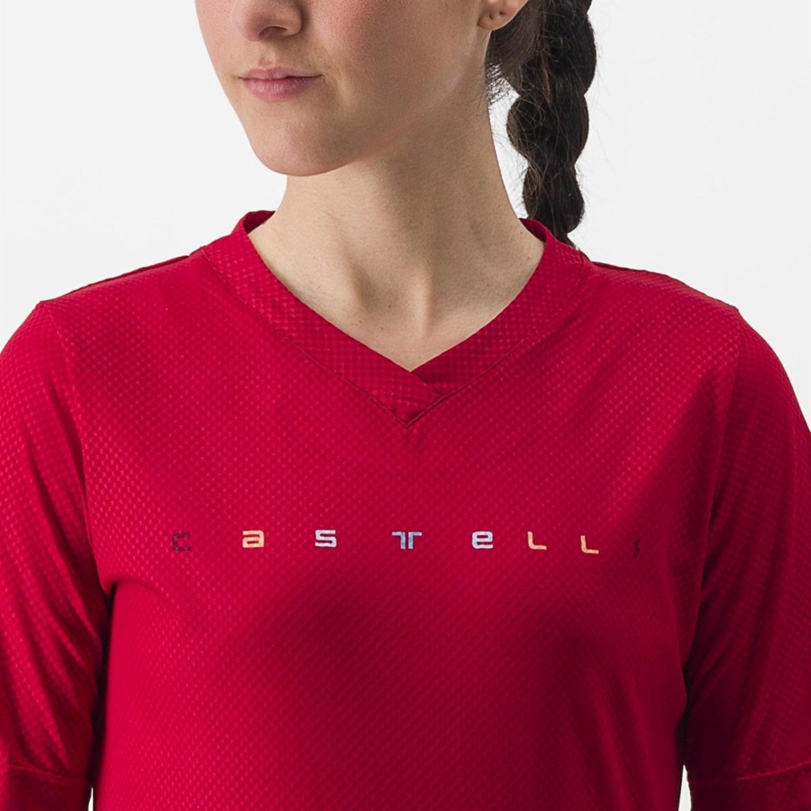 Castelli TRAIL TECH 2 W TEE Trikot Damen Dunkelrot | 67194-FXNC