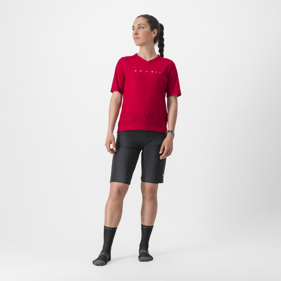 Castelli TRAIL TECH 2 W TEE Trikot Damen Dunkelrot | 67194-FXNC