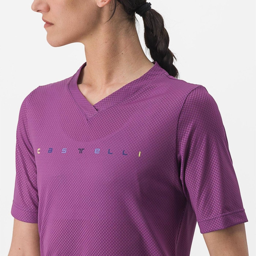 Castelli TRAIL TECH 2 W TEE Trikot Damen Lila | 91386-MSHC