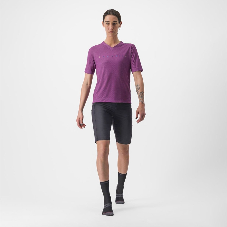 Castelli TRAIL TECH 2 W TEE Trikot Damen Lila | 91386-MSHC